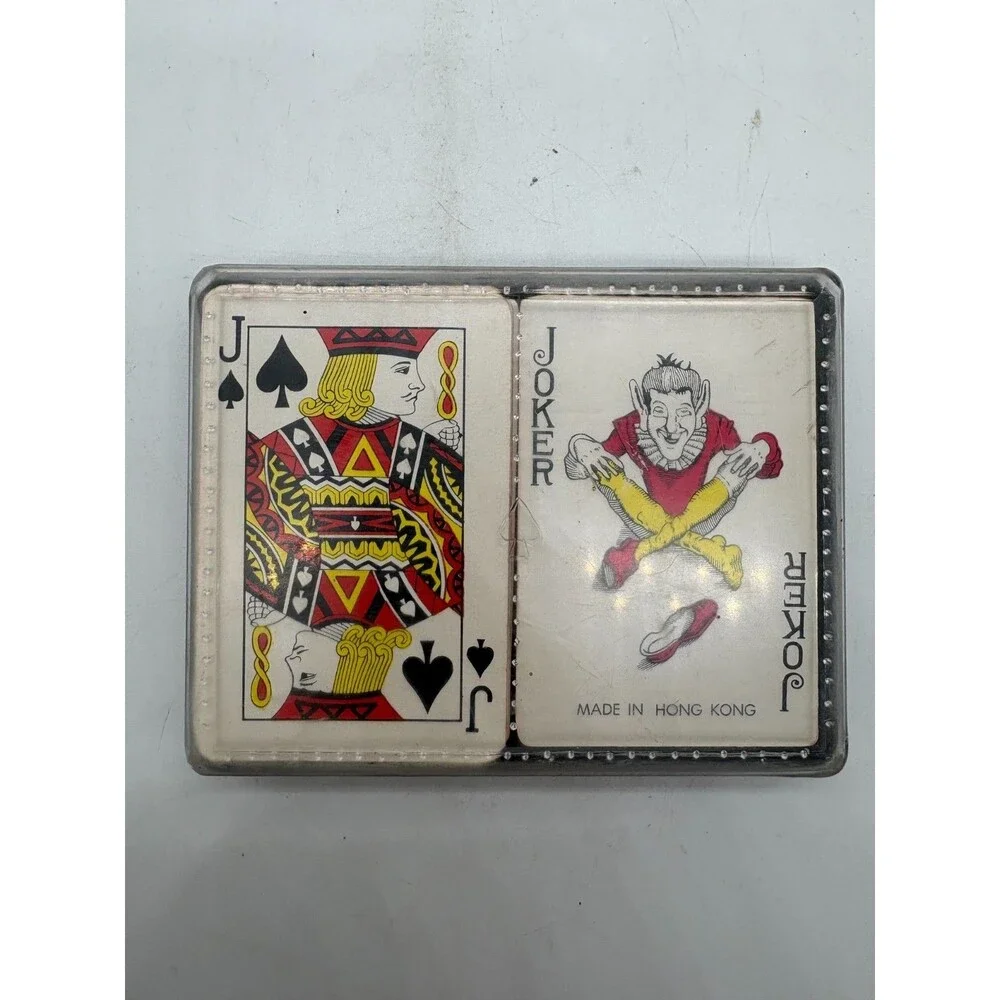 Vintage Hong Kong Double Deck Playing Cards Set w/ Pictorial Wildlife Cards
